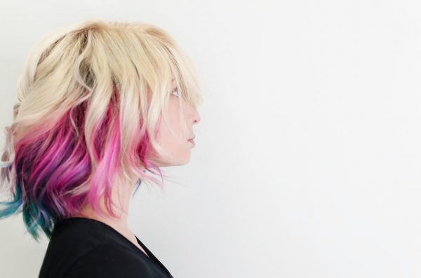 Woman Side View Blonde Pink Blue Green Colors White Background At Home Hair Dye Tips Tricks Viviscal Hair Blog