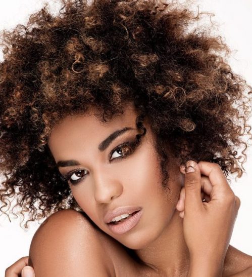 närbild afrikansk amerikansk kvinna naturligt lockigt afro hår honung höjdpunkter höst hårfärger för brunetter viviscal hår blogg
